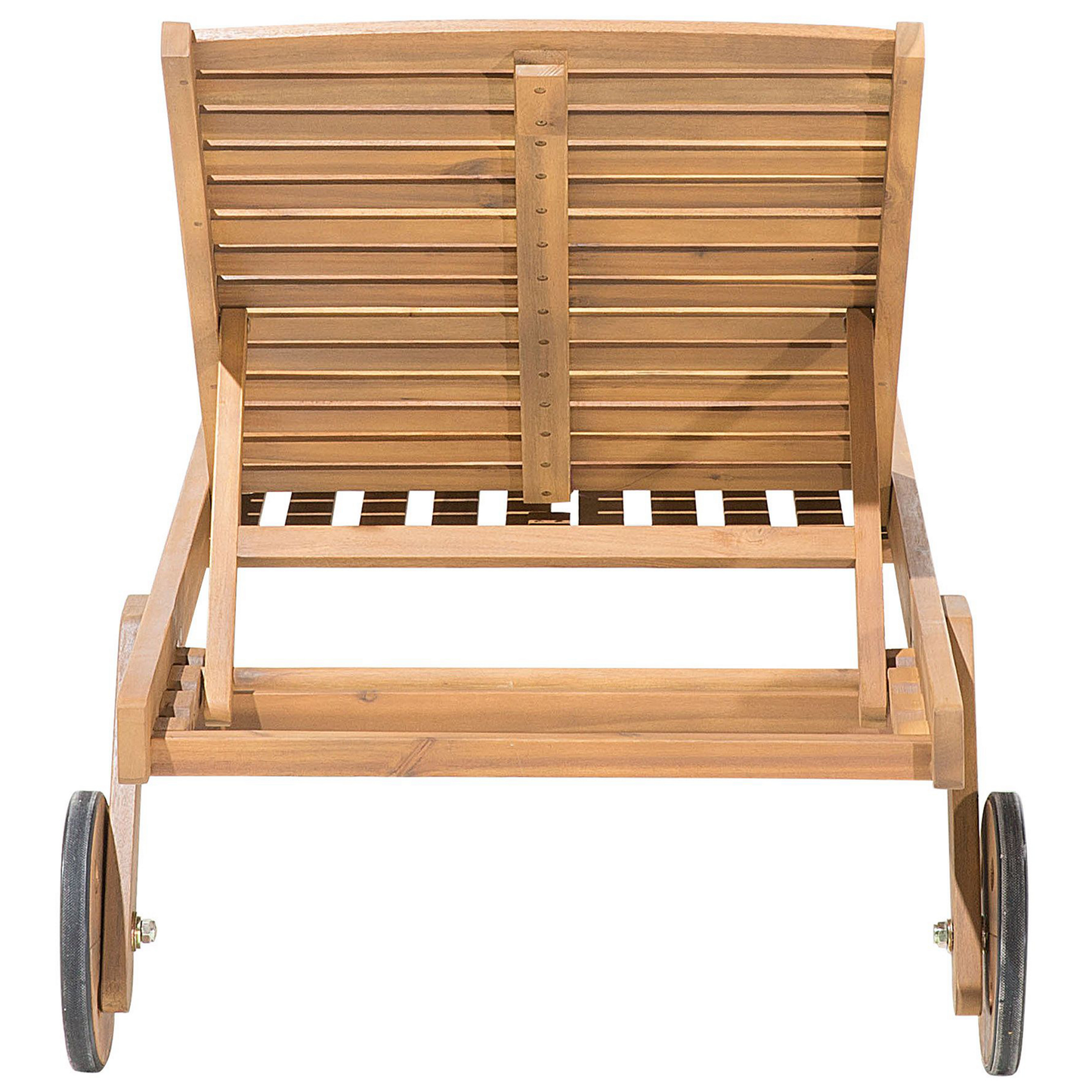 Gartenliege Akazienholz hellbraun Auflage grau rollbar CESANA