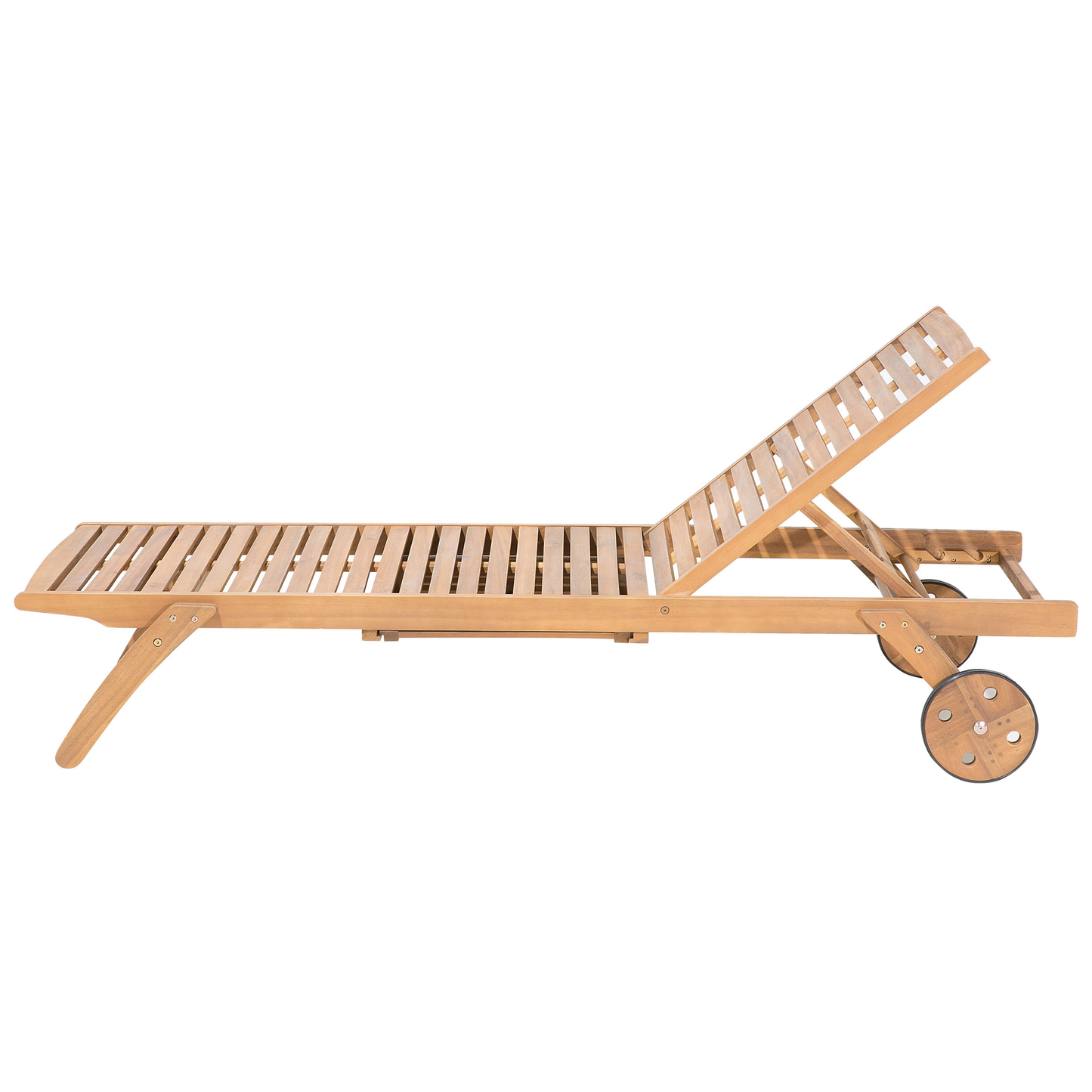 Gartenliege Akazienholz hellbraun Auflage grau rollbar CESANA