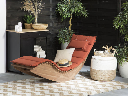 Gartenliege mit Kissen Holz Rot BRESCIA