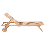 Gartenliege Akazienholz hellbraun Auflage taupe rollbar CESANA