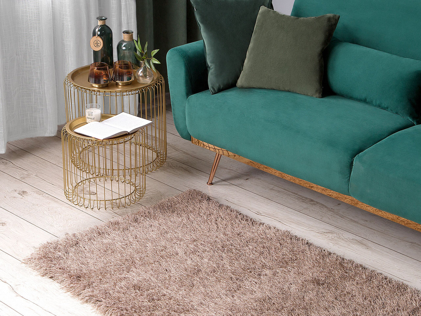 Teppich beige 80 x 150 cm Shaggy CIDE