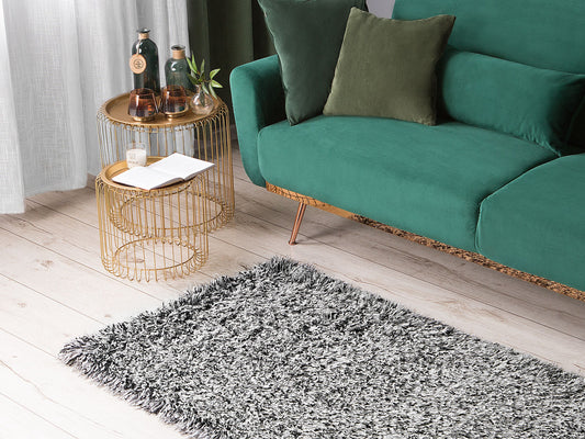 Teppich schwarz-weiss 80 x 150 cm Shaggy CIDE