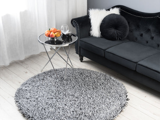 Teppich schwarz-weiss ⌀ 140 cm Shaggy CIDE