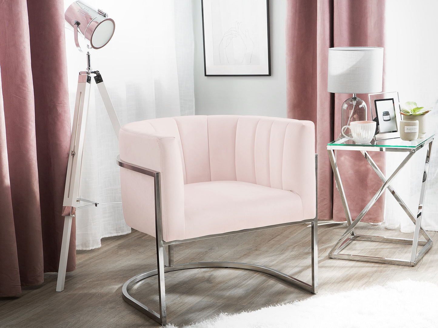 Sessel Samtstoff Rosa LARVIK