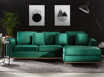 Ecksofa Samtstoff grün linksseitig OSLO