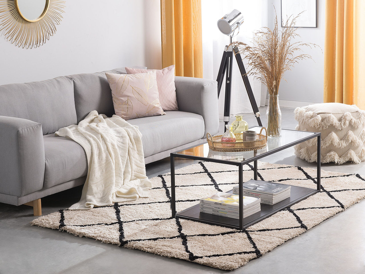 Teppich beige / schwarz 160 x 230 cm Shaggy ADALAR