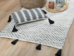 Teppich Wolle schwarz / weiss 80 x 150 cm Kurzflor GEMLIK