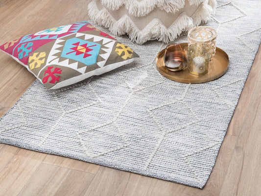 Teppich Wolle grau-beige 80 x 150 cm Kurzflor EDREMIT