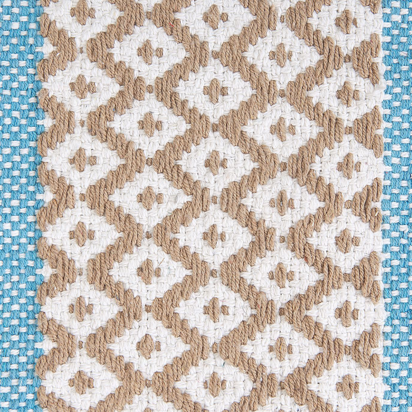 Teppich Baumwolle blau / beige 140 x 200 cm Kurzflor MARMARA