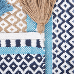 Teppich Baumwolle blau / beige 140 x 200 cm Kurzflor MARMARA