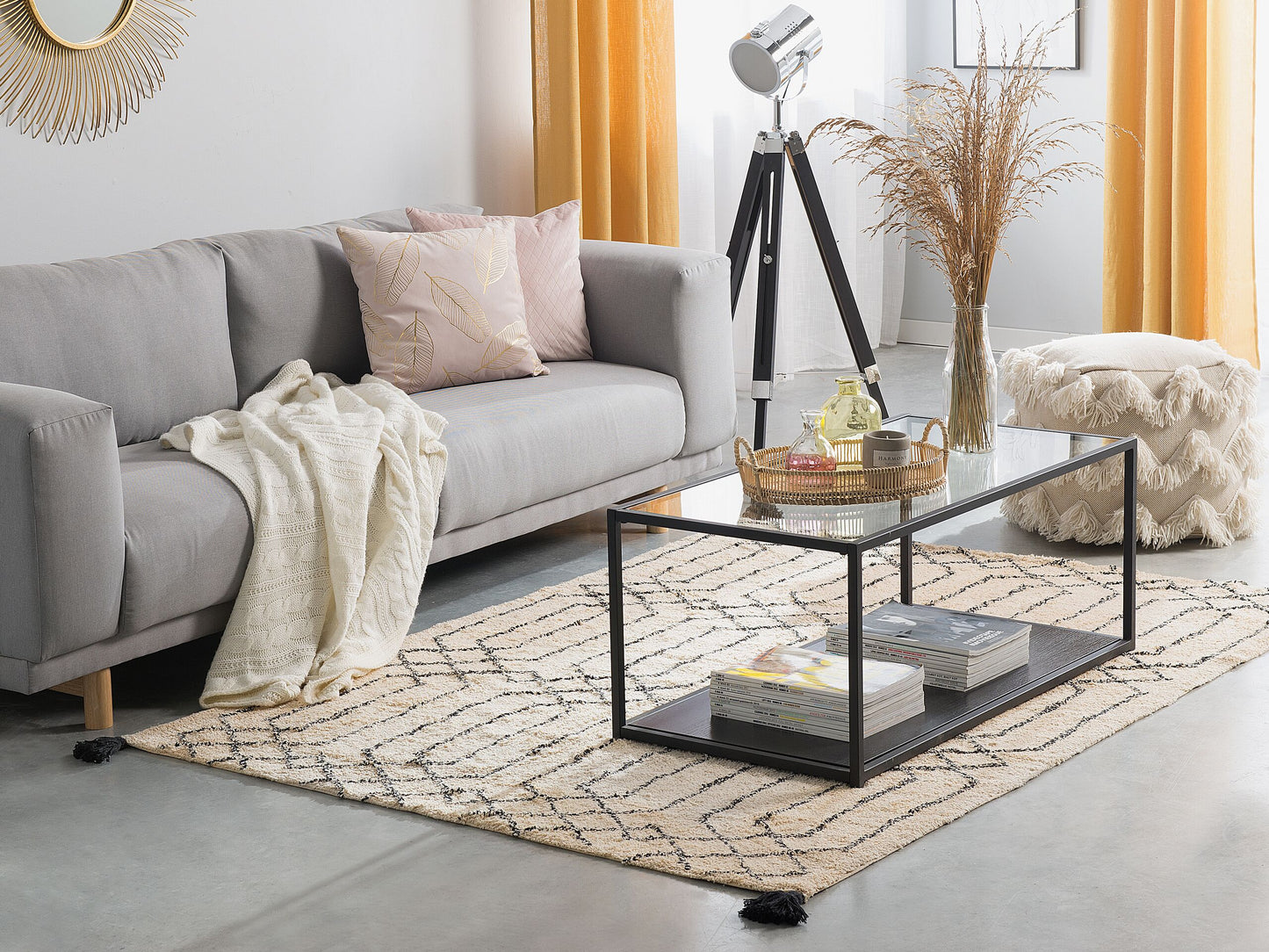 Teppich beige / schwarz 140 x 200 cm Shaggy MALTEPE