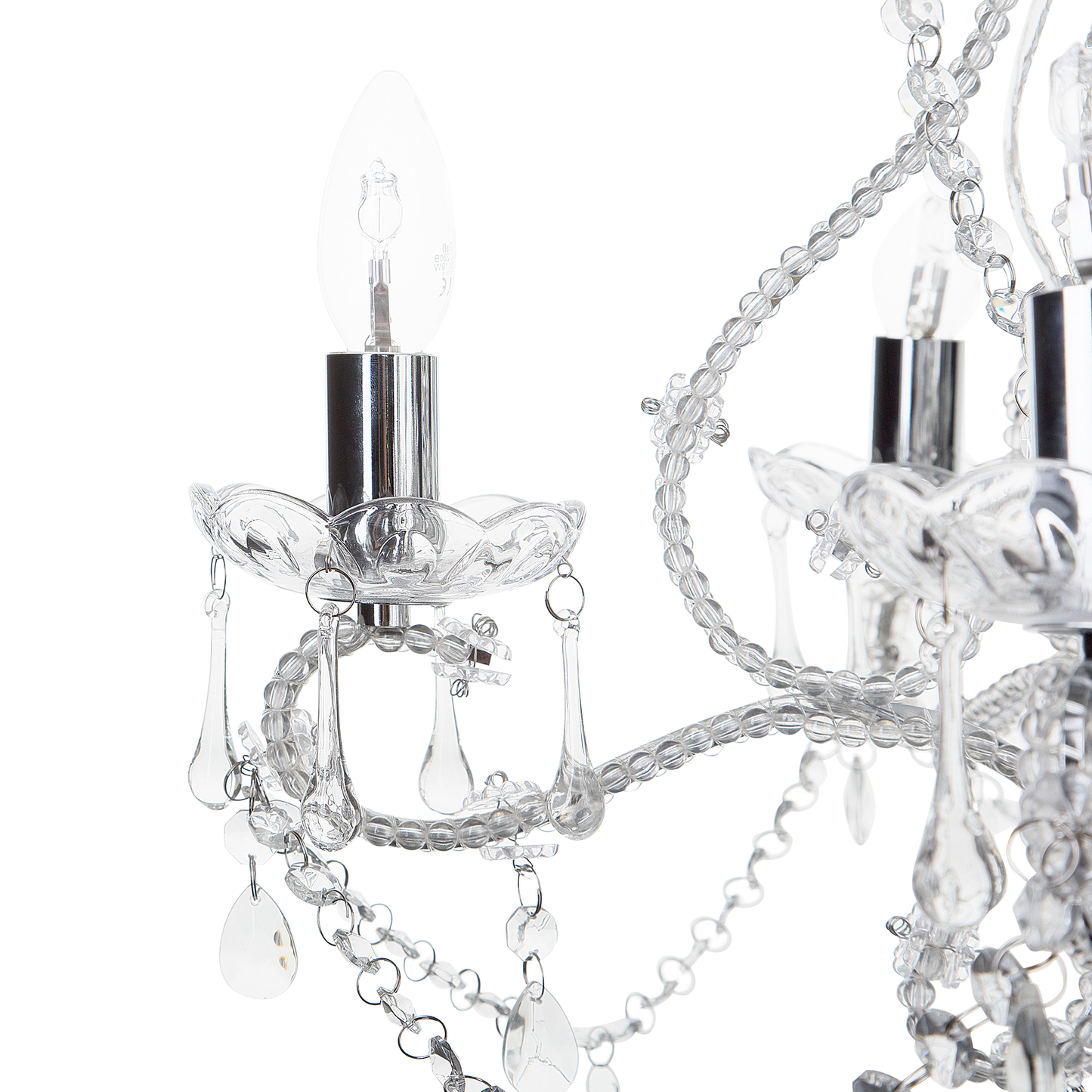 Kronleuchter Metall / Acrylglas transparent / silber Kristall-Optik 5-flammig ASCAR