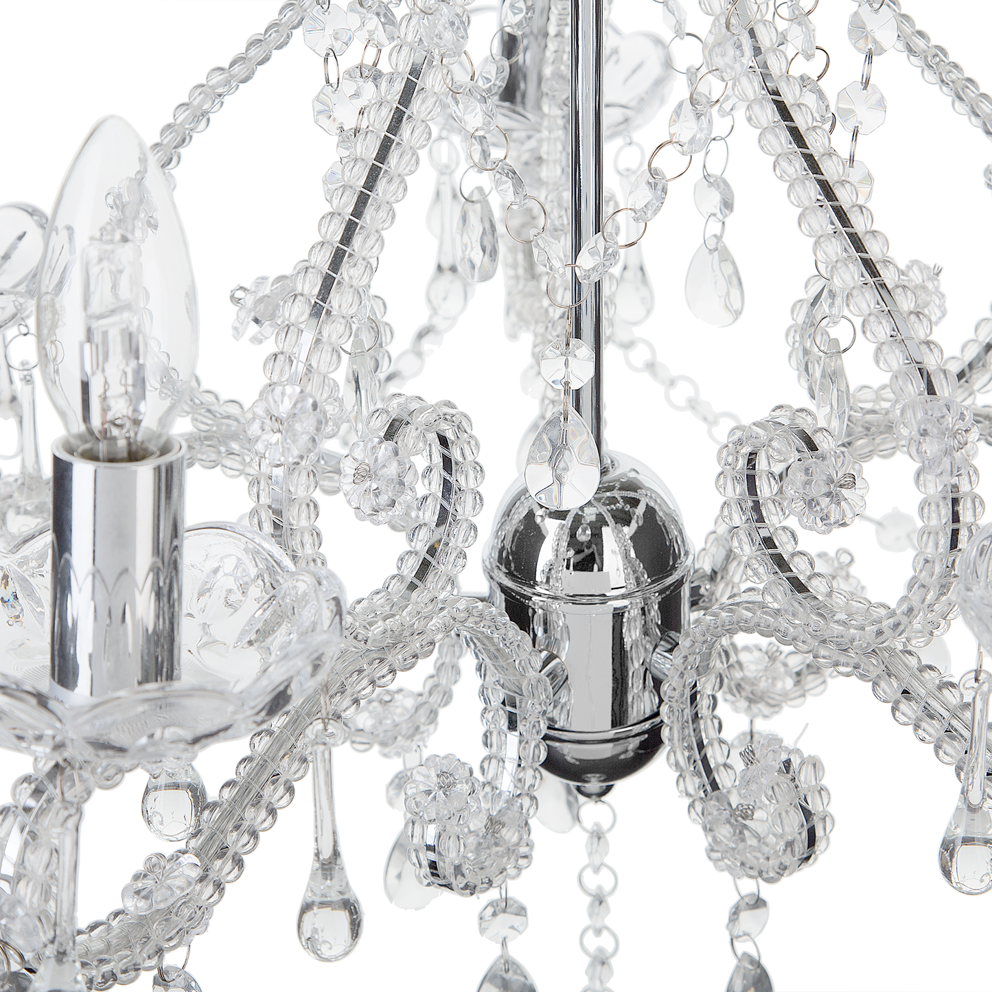 Kronleuchter Metall / Acrylglas transparent / silber Kristall-Optik 5-flammig ASCAR