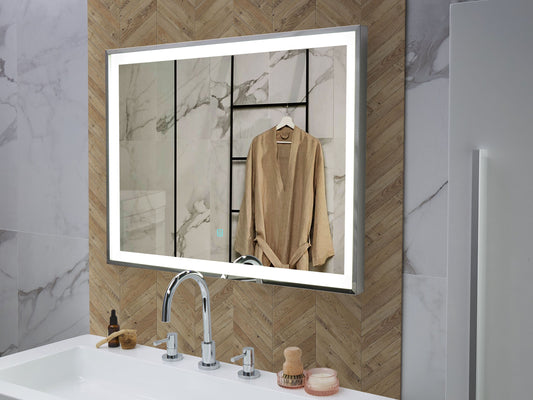 LED-Badezimmer-Spiegel ARGENS 80 cm 60 cm Silber