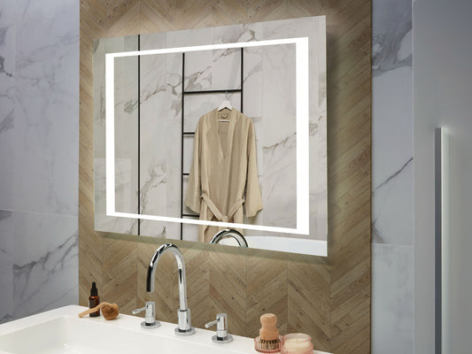 LED-Badezimmer-Spiegel EYRE 80 cm 60 cm Silber