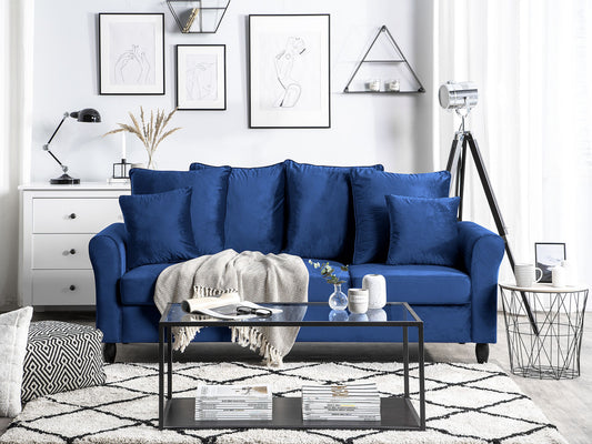3-Sitzer Sofa Samtstoff marineblau BORNHOLM