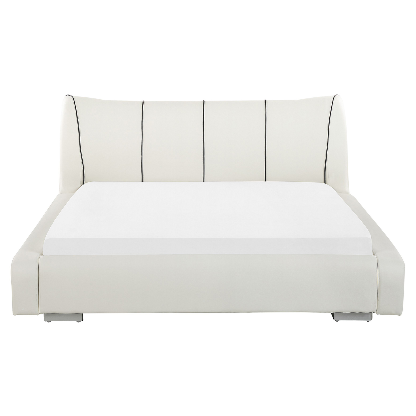 Lederbett weiss Lattenrost 160 x 200 cm mit LED-Beleuchtung bunt NANTES