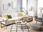 Ecksofa mit Schlaffunktion Polsterbezug beige linksseitig ROMEDAL