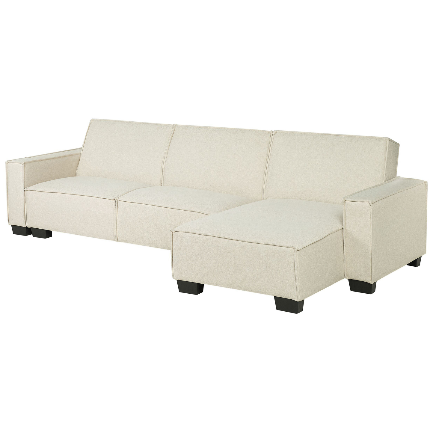Ecksofa mit Schlaffunktion Polsterbezug beige linksseitig ROMEDAL