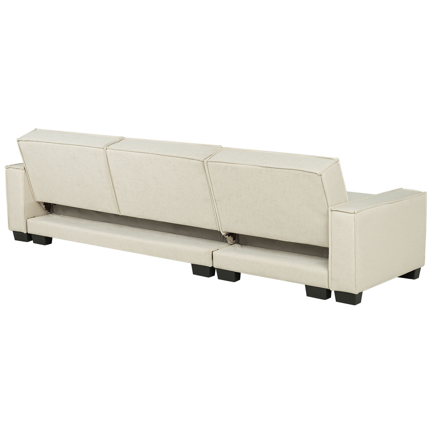 Ecksofa mit Schlaffunktion Polsterbezug beige linksseitig ROMEDAL