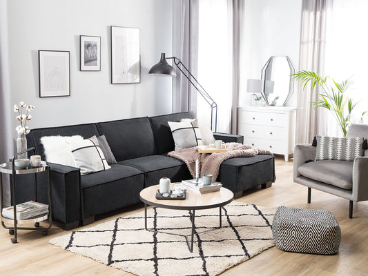 Ecksofa mit Schlaffunktion Polsterbezug graphitgrau linksseitig ROMEDAL
