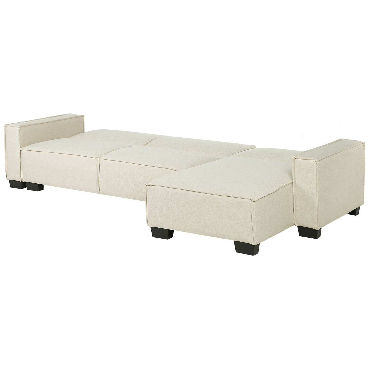 Ecksofa mit Schlaffunktion Polsterbezug beige linksseitig ROMEDAL