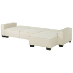 Ecksofa mit Schlaffunktion Polsterbezug beige linksseitig ROMEDAL