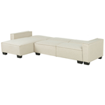 Ecksofa mit Schlaffunktion Polsterbezug beige rechtsseitig ROMEDAL