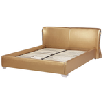 Bett mit LED Echtleder PARIS 180 x 200 cm LED Gold