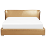 Bett mit LED Echtleder PARIS 180 x 200 cm LED Gold