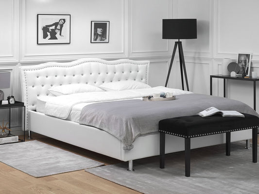 Bett mit Lattenrost Kunstleder METZ 180 x 200 cm Weiss
