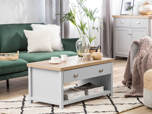 Couchtisch grau / heller Holzfarbton rechteckig CLIO