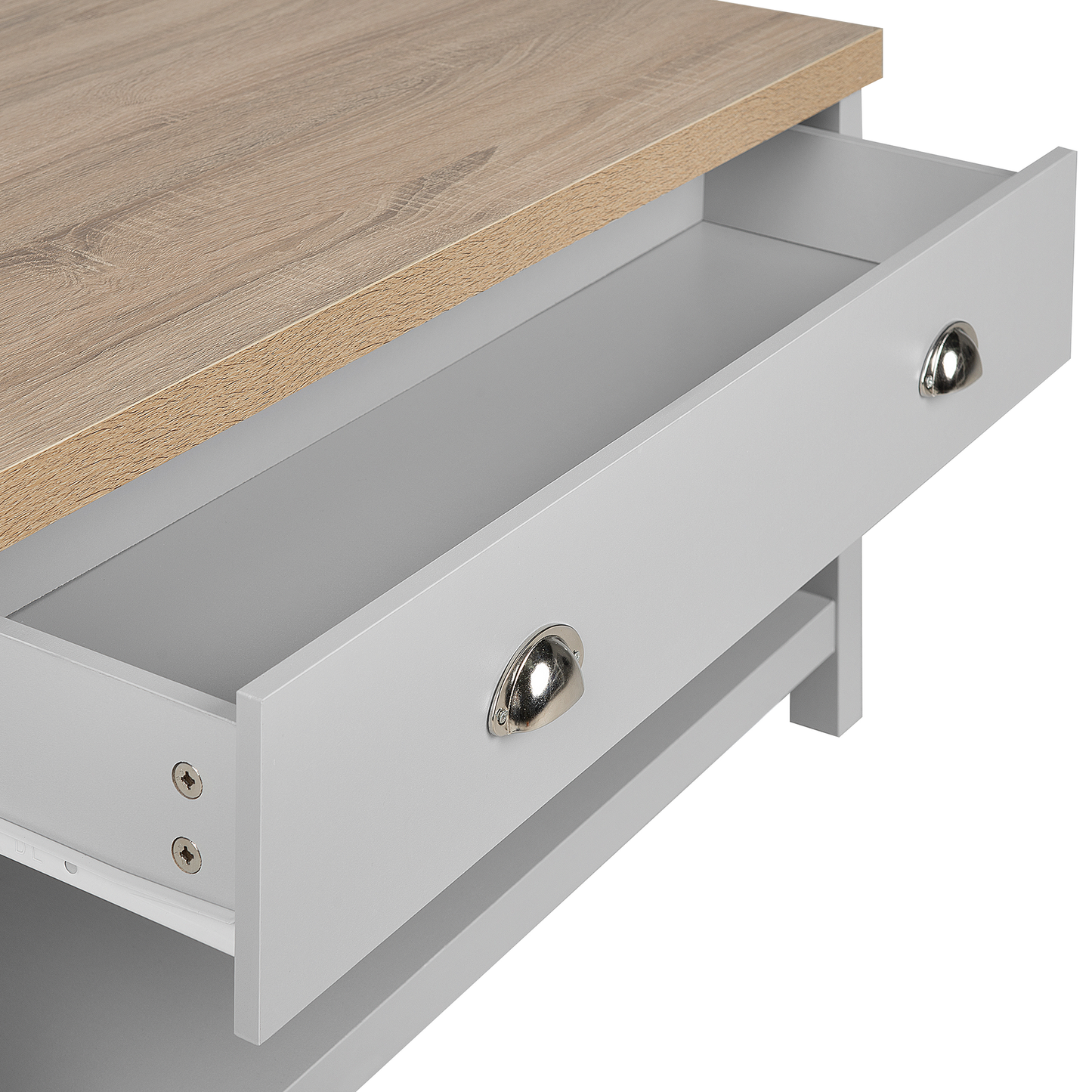 Couchtisch grau / heller Holzfarbton rechteckig CLIO