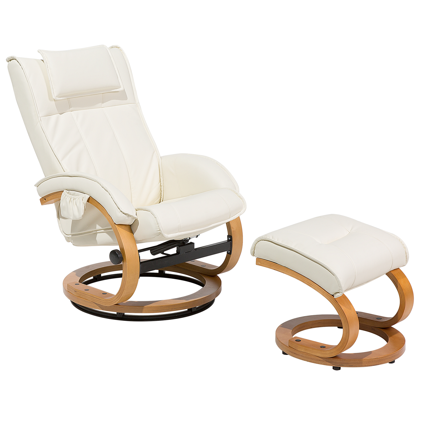 Massagestuhl MAJESTIC mit Fussstütze Kunstleder Weiss