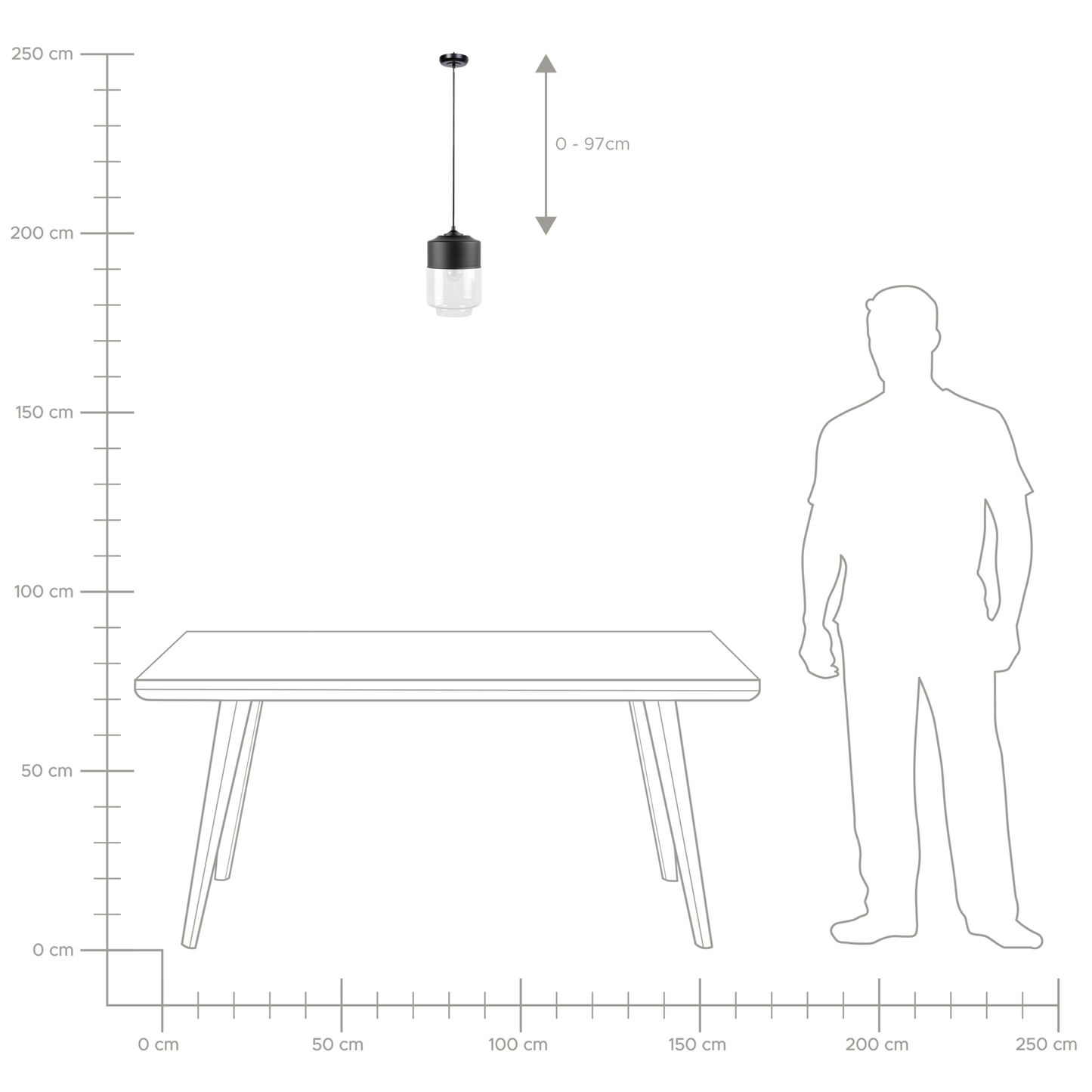 Hängelampe JURUA Glas Schwarz