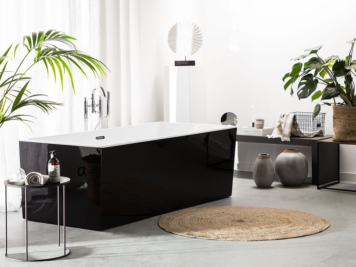 Badewanne freistehend schwarz rechteckig 170 x 81 cm RIOS