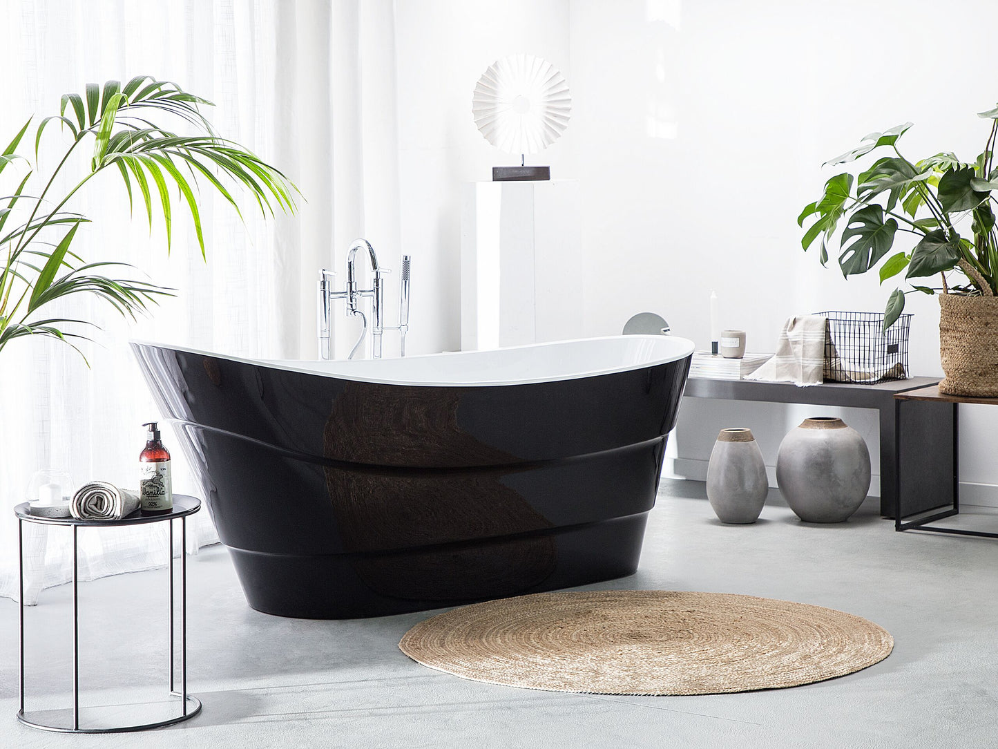Badewanne freistehend schwarz oval 170 x 73 cm BUENAVISTA