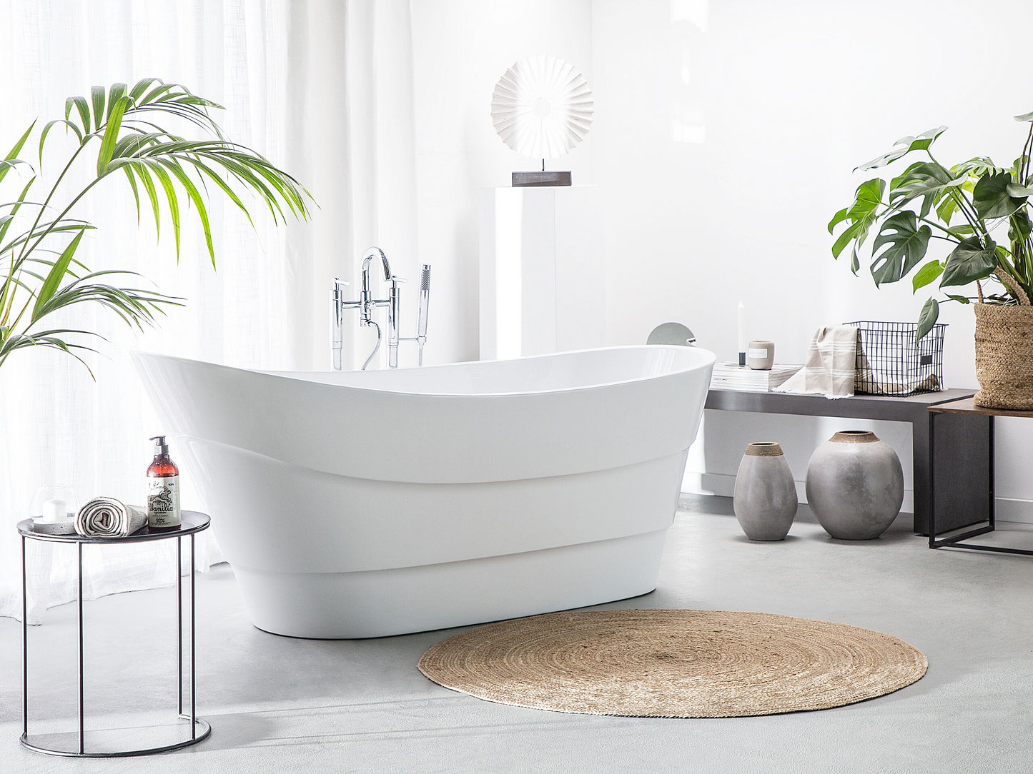 Badewanne freistehend weiss oval 170 x 73 cm BUENAVISTA