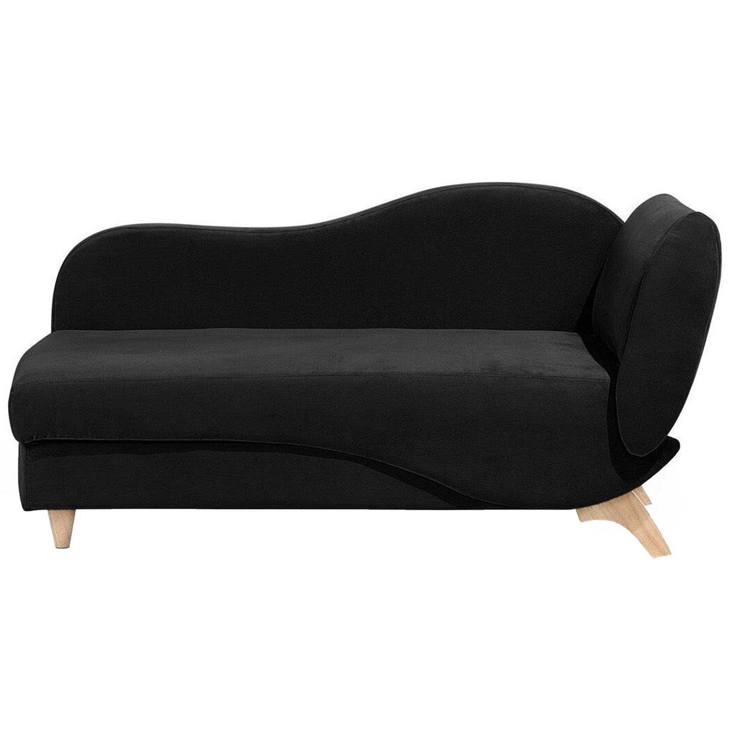 Chaiselongue Samtstoff schwarz mit Bettkasten rechtsseitig MERI