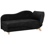Chaiselongue Samtstoff schwarz mit Bettkasten rechtsseitig MERI