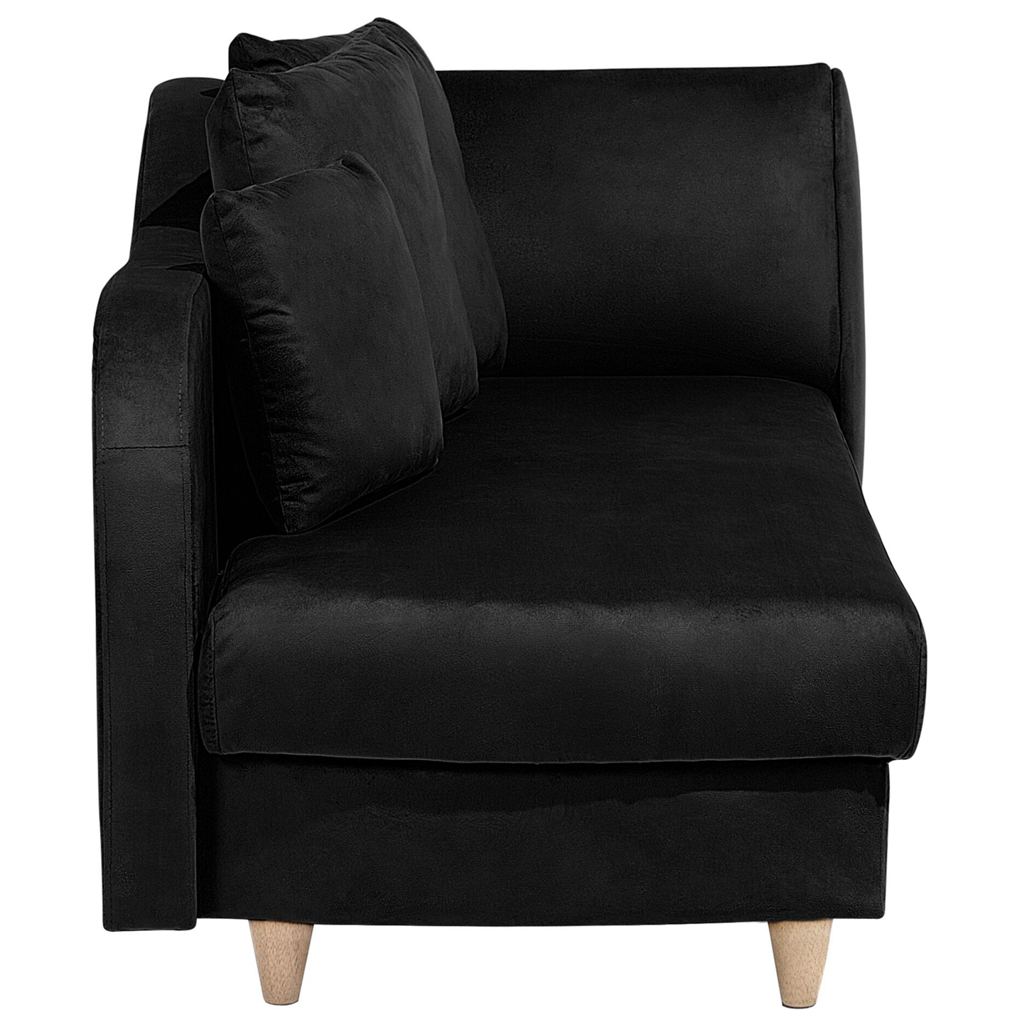 Chaiselongue Samtstoff schwarz mit Bettkasten rechtsseitig MERI