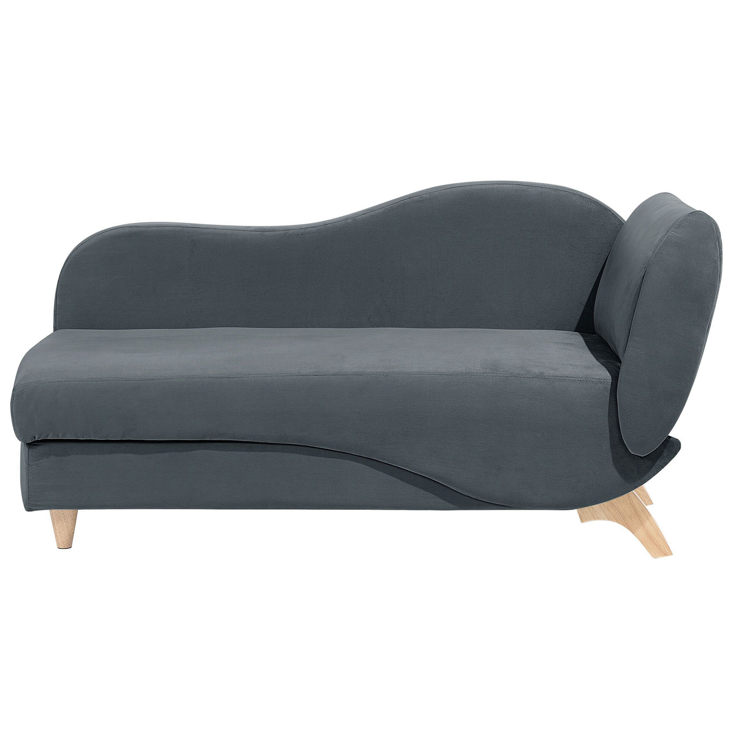 Chaiselongue Samtstoff dunkelgrau mit Bettkasten rechtsseitig MERI