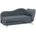 Chaiselongue Samtstoff dunkelgrau mit Bettkasten rechtsseitig MERI
