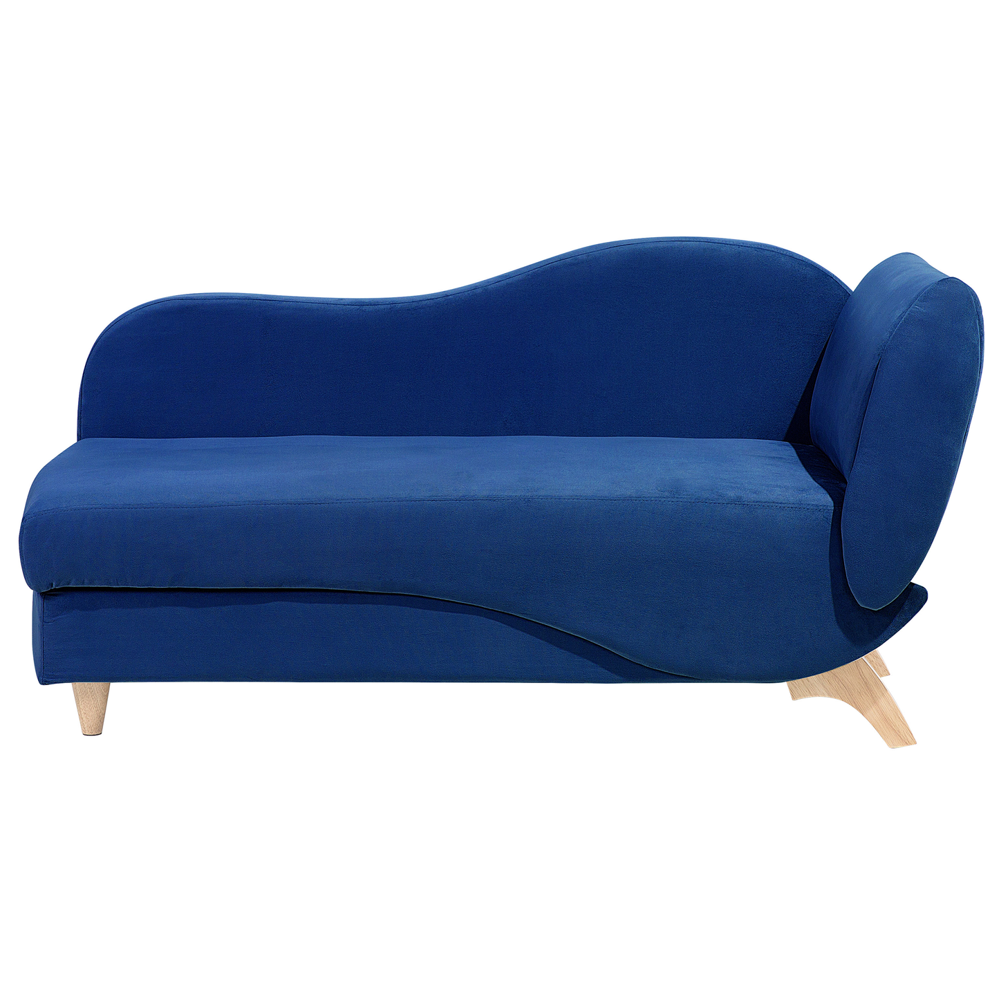 Chaiselongue Samtstoff dunkelblau mit Bettkasten rechtsseitig MERI