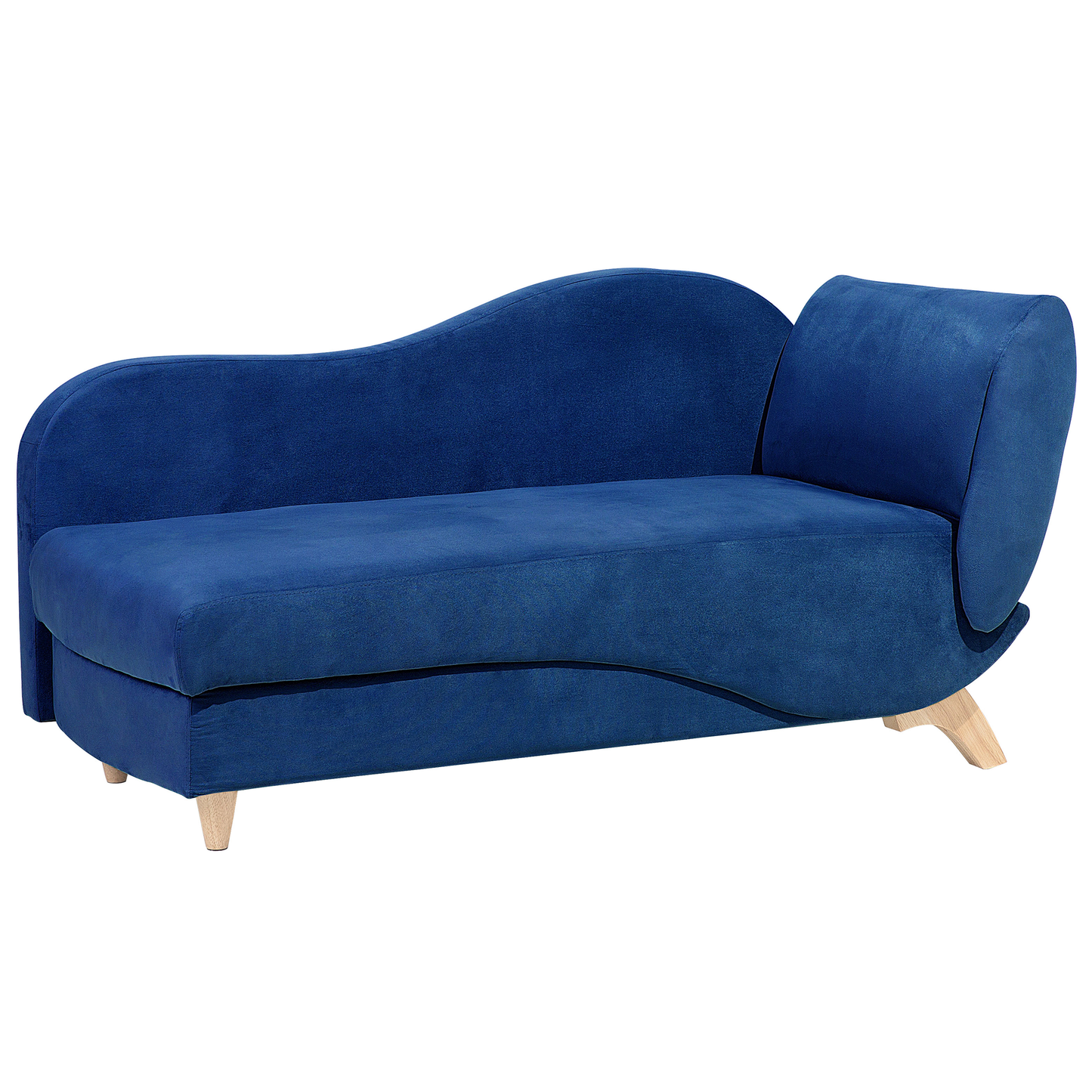 Chaiselongue Samtstoff dunkelblau mit Bettkasten rechtsseitig MERI