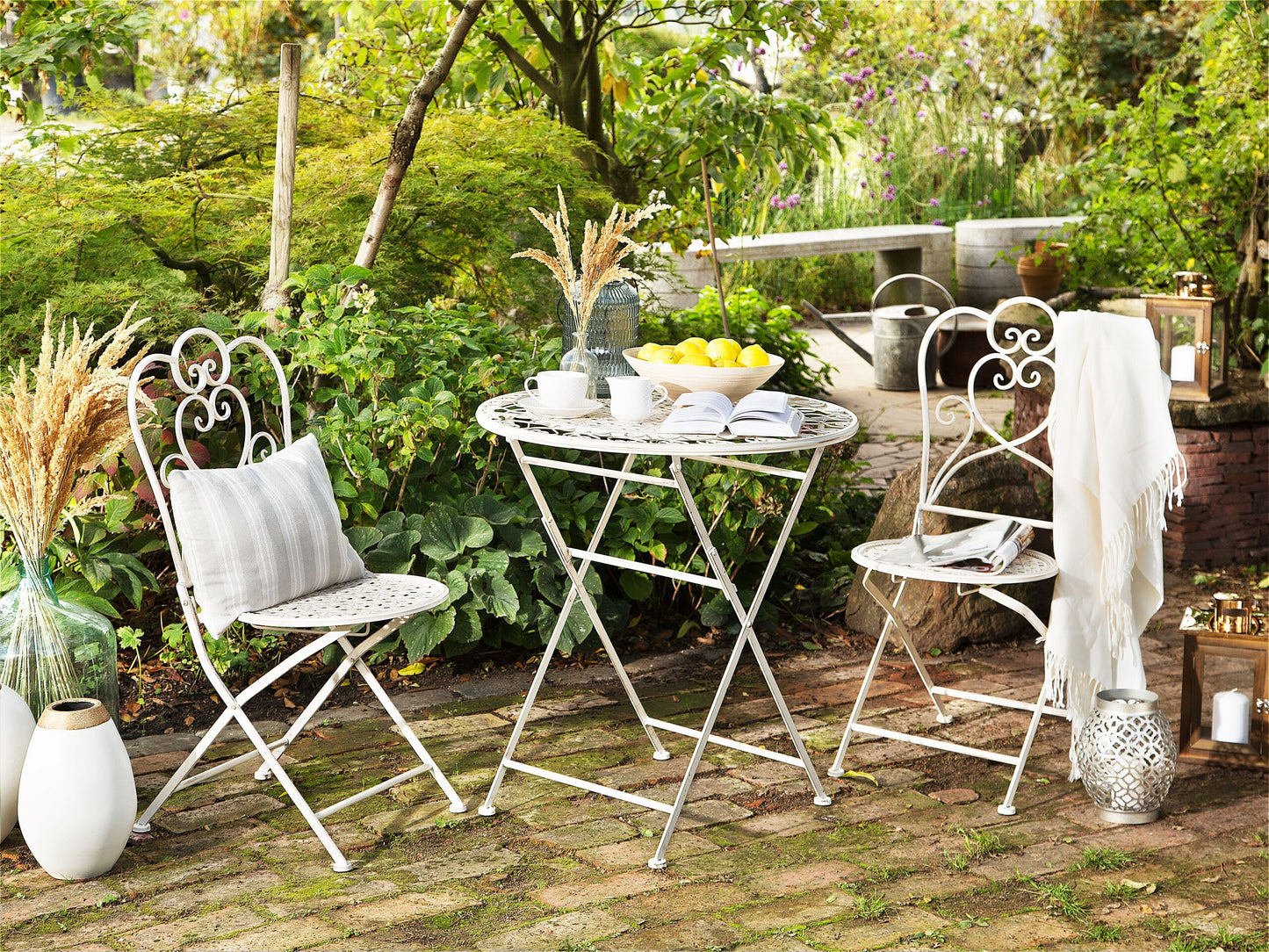 Bistro Set klappbar TRIESTE Metall Hellbeige