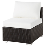 Lounge Set mit Tisch 8-Sitzer XXL rechtsseitig modular Polyrattan Dunkelbraun