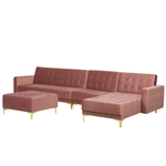 Modulsofa Samtstoff Schlaffunktion rosa linksseitig Ottomane ABERDEEN