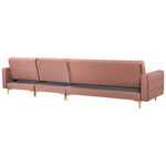 Modulsofa Samtstoff Schlaffunktion rosa linksseitig Ottomane ABERDEEN