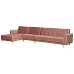 Modulsofa Samtstoff Schlaffunktion rosa rechtsseitig ABERDEEN
